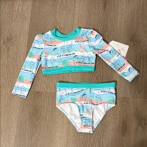 Kids Rashguard Swim Set - Teal and White